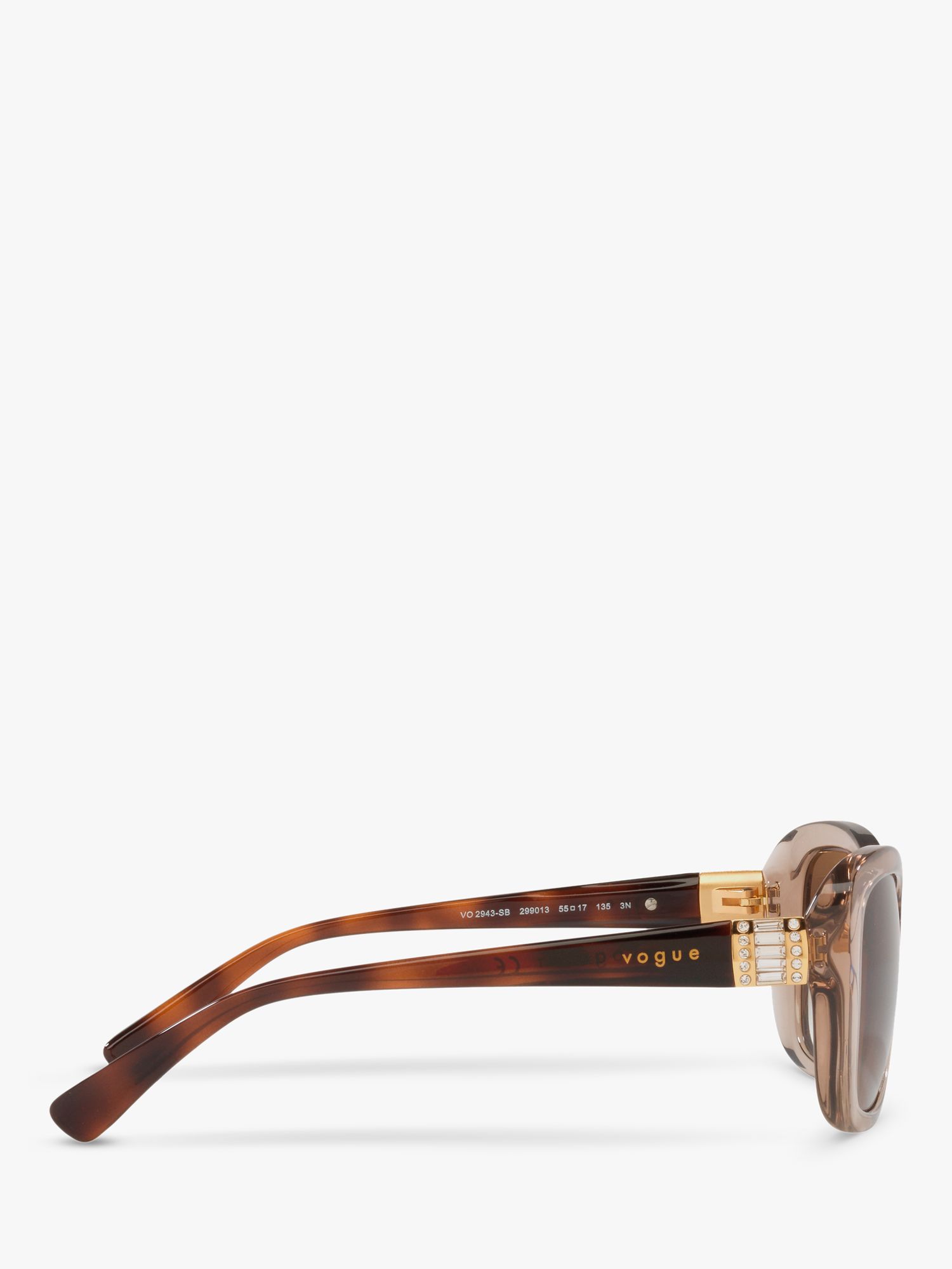 Vogue VO2943SB Women's Butterfly Sunglasses, Transparent Light Brown/Brown Gradient