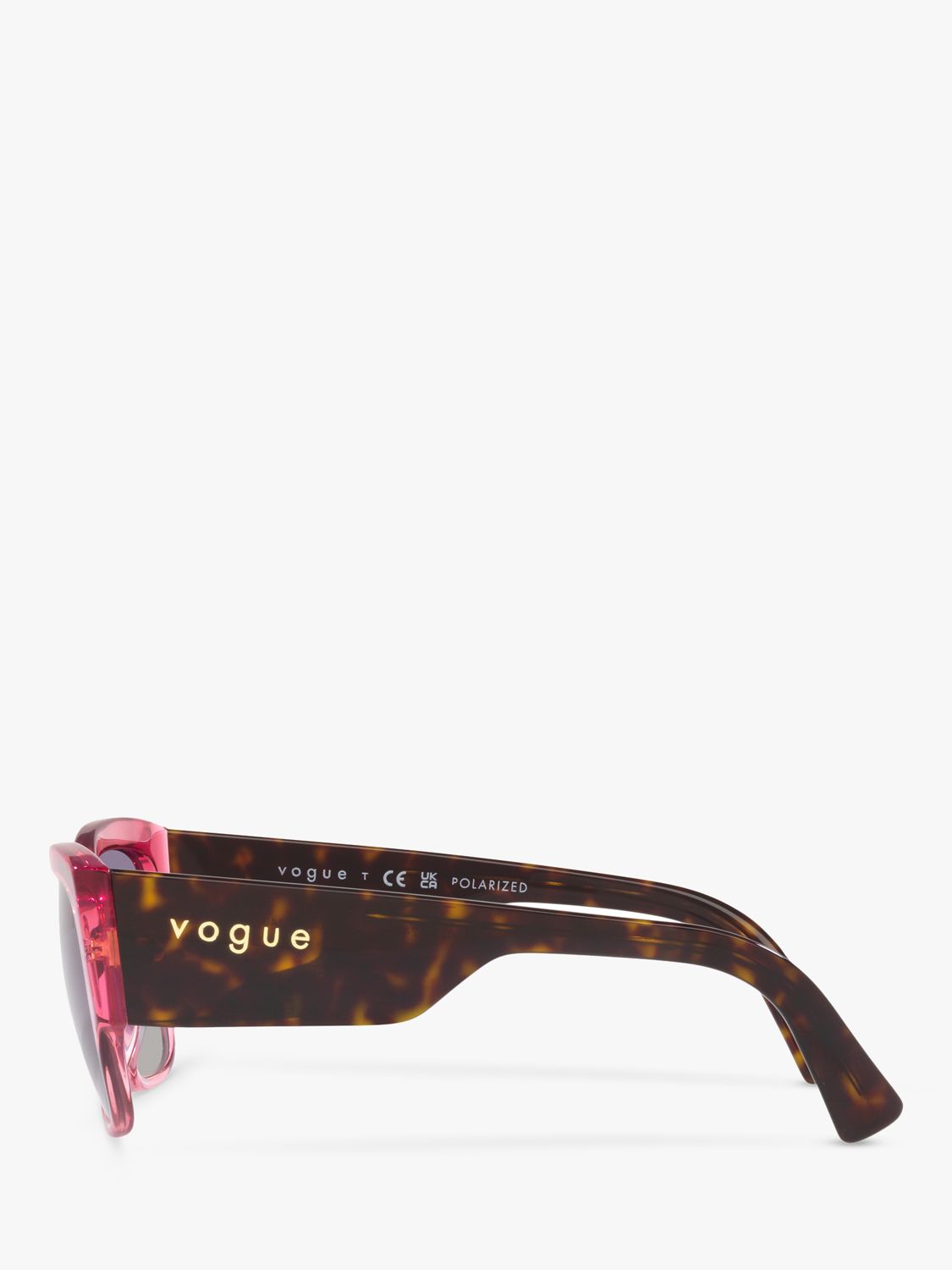 Vogue VO5462S Women's Polarised Square Sunglasses, Transparent Pink ...