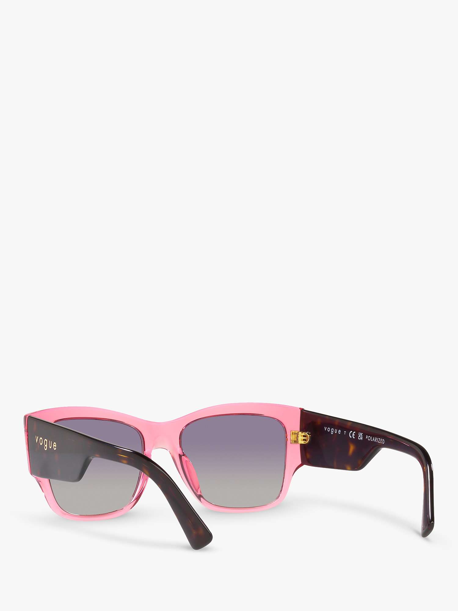 Buy Vogue VO5462S Women's Polarised Square Sunglasses, Transparent Pink/Violet Gradient Online at johnlewis.com
