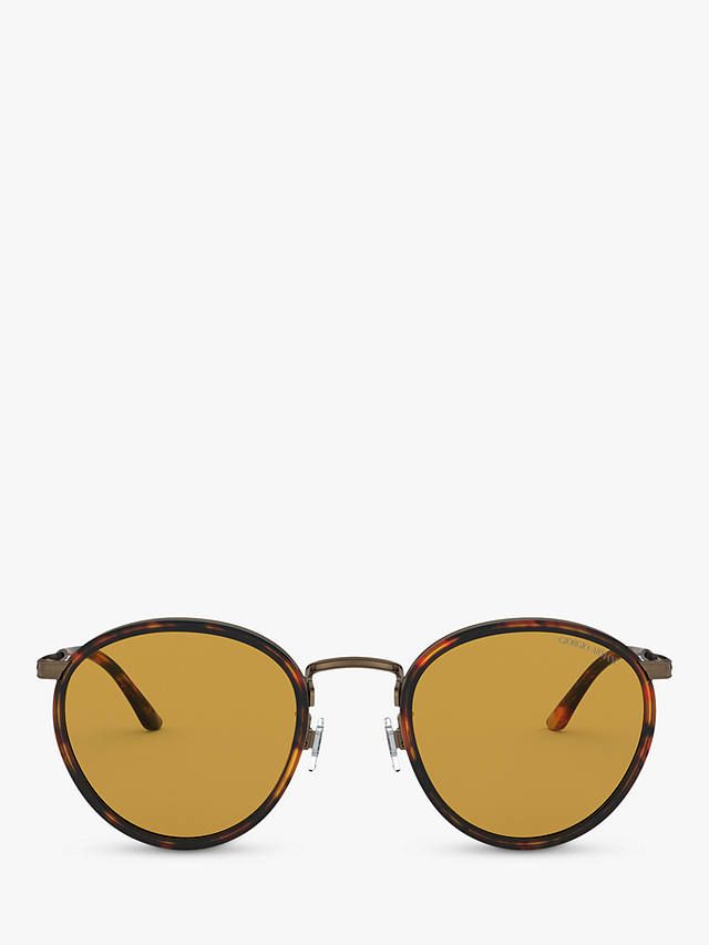 Armani Exchange AR 101M Men's Round Sunglasses, Havana/Yellow