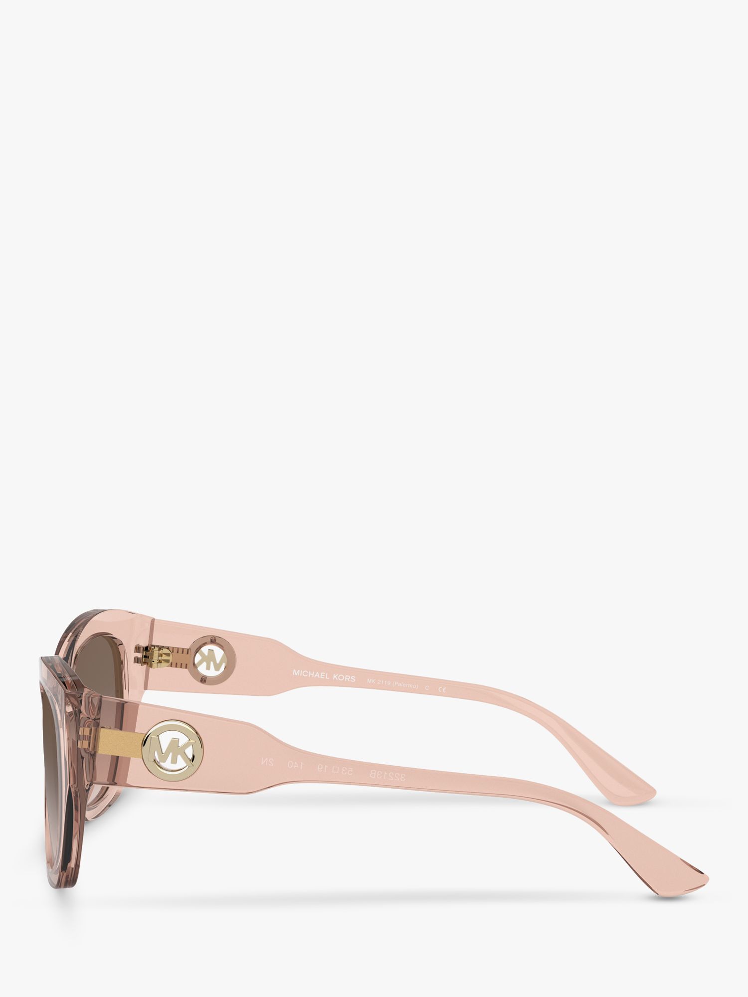 Michael Kors MK2119 Women's Palermo Square Sunglasses, Camila Rose Transparent/Brown Gradient