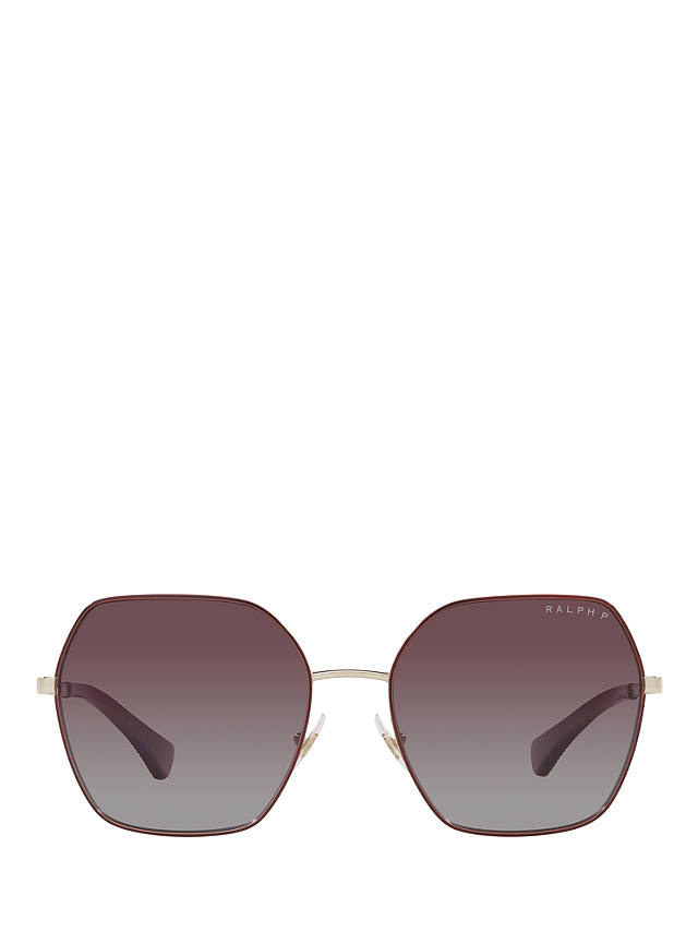 Ralph RA4138 Women's Polarised Square Sunglasses, Bordeaux/Violet Gradient