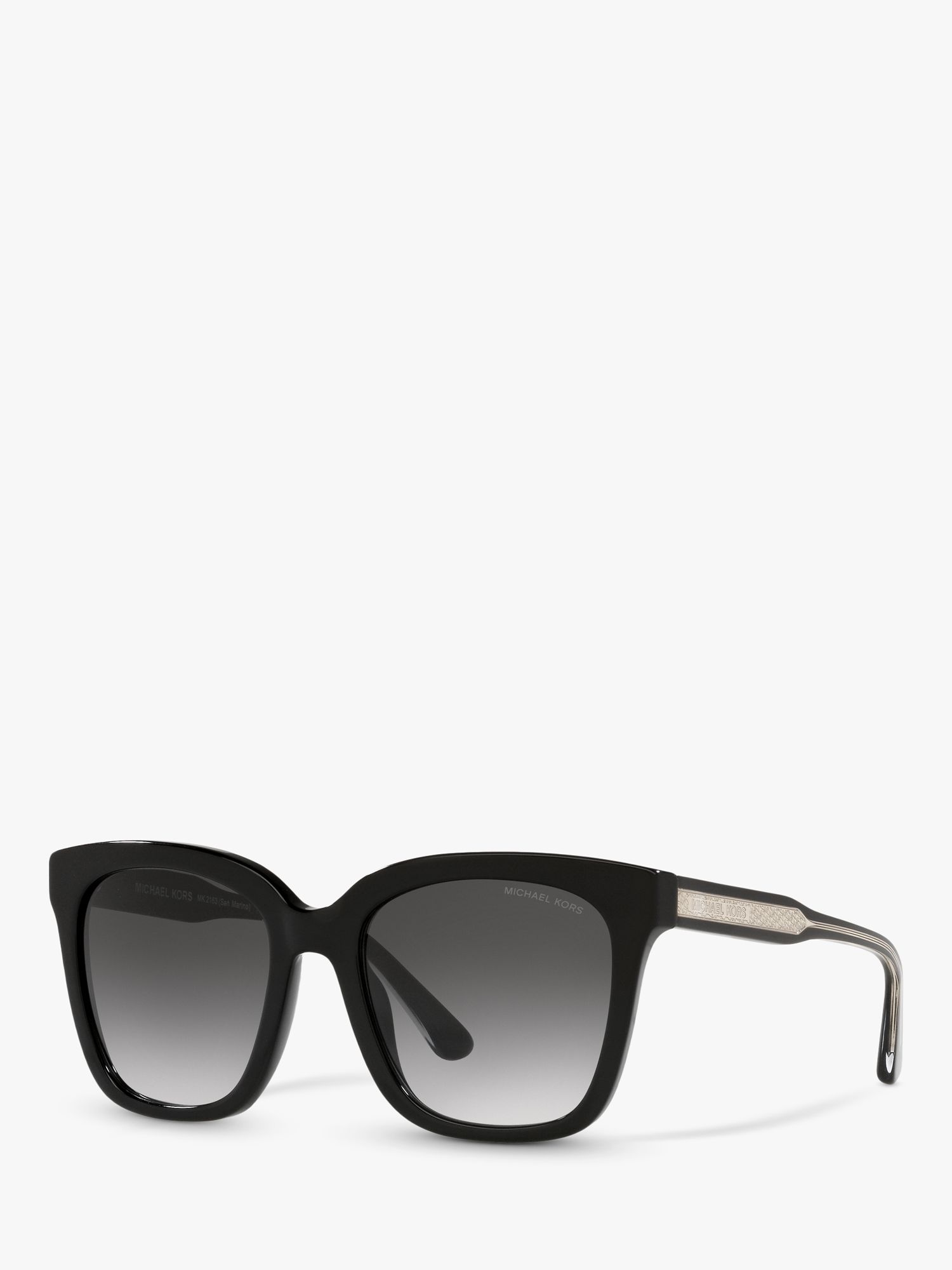 Michael Kors MK2163 Women's San Marino Square Sunglasses, Black/Grey  Gradient at John Lewis & Partners
