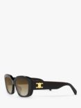 Celine CL40216U Women's Rectangular Sunglasses, Black/Brown Gradient