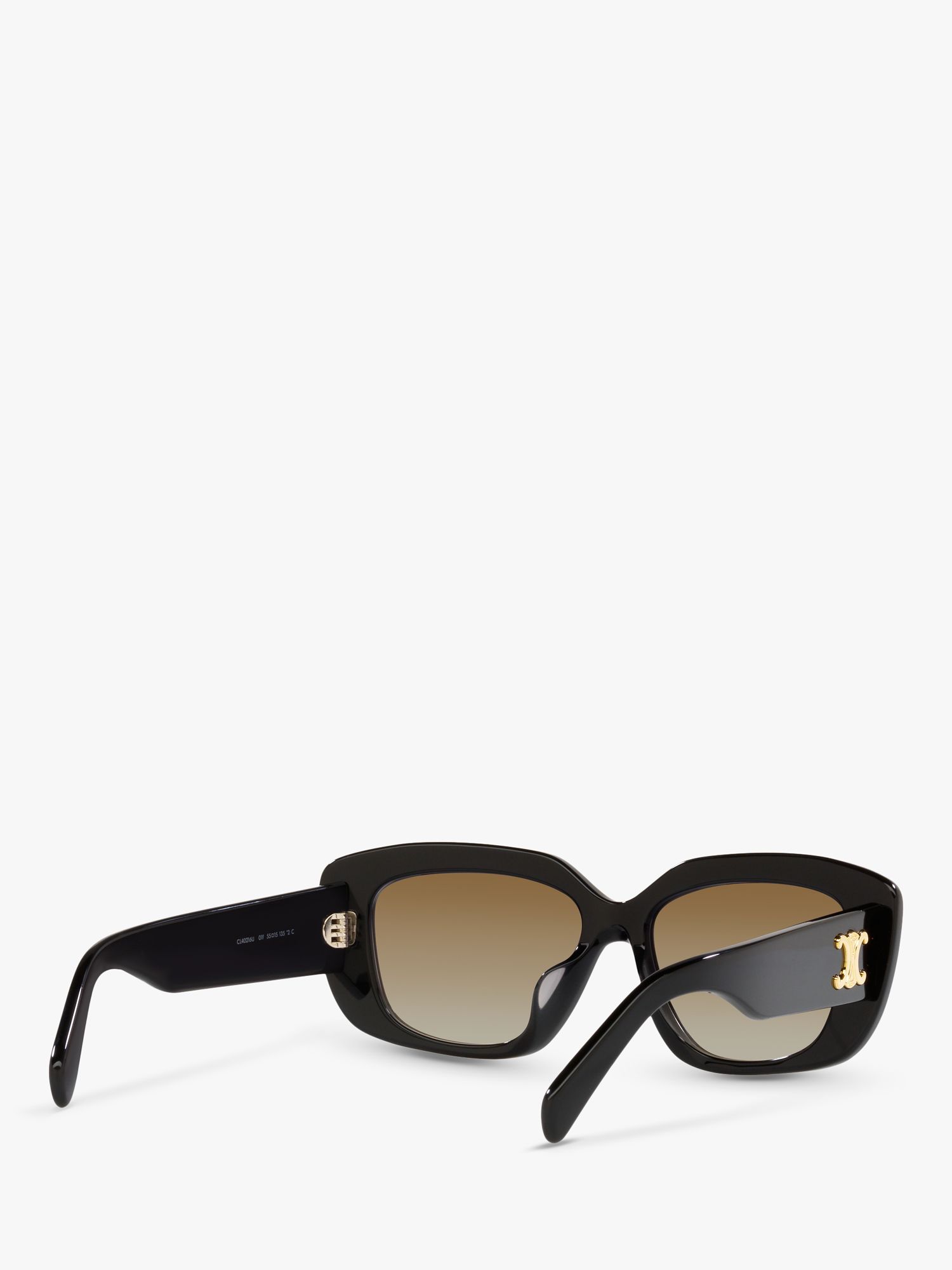 Celine CL40216U Women's Rectangular Sunglasses, Black/Brown Gradient at ...
