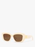 Celine CL40216U Women's Rectangular Sunglasses, Ivory/Brown