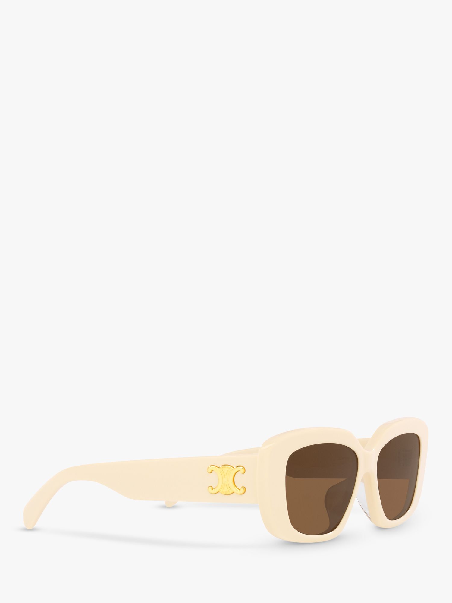 Celine CL40216U Women's Rectangular Sunglasses, Ivory/Brown at John ...