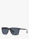 Emporio Armani EA4047 Men's Square Sunglasses, Matte Blue/Grey