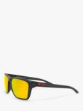 Oakley OO9448 Men's Sylas Prizm Polarised Rectangular Sunglasses, Black Ink/Mirror Orange