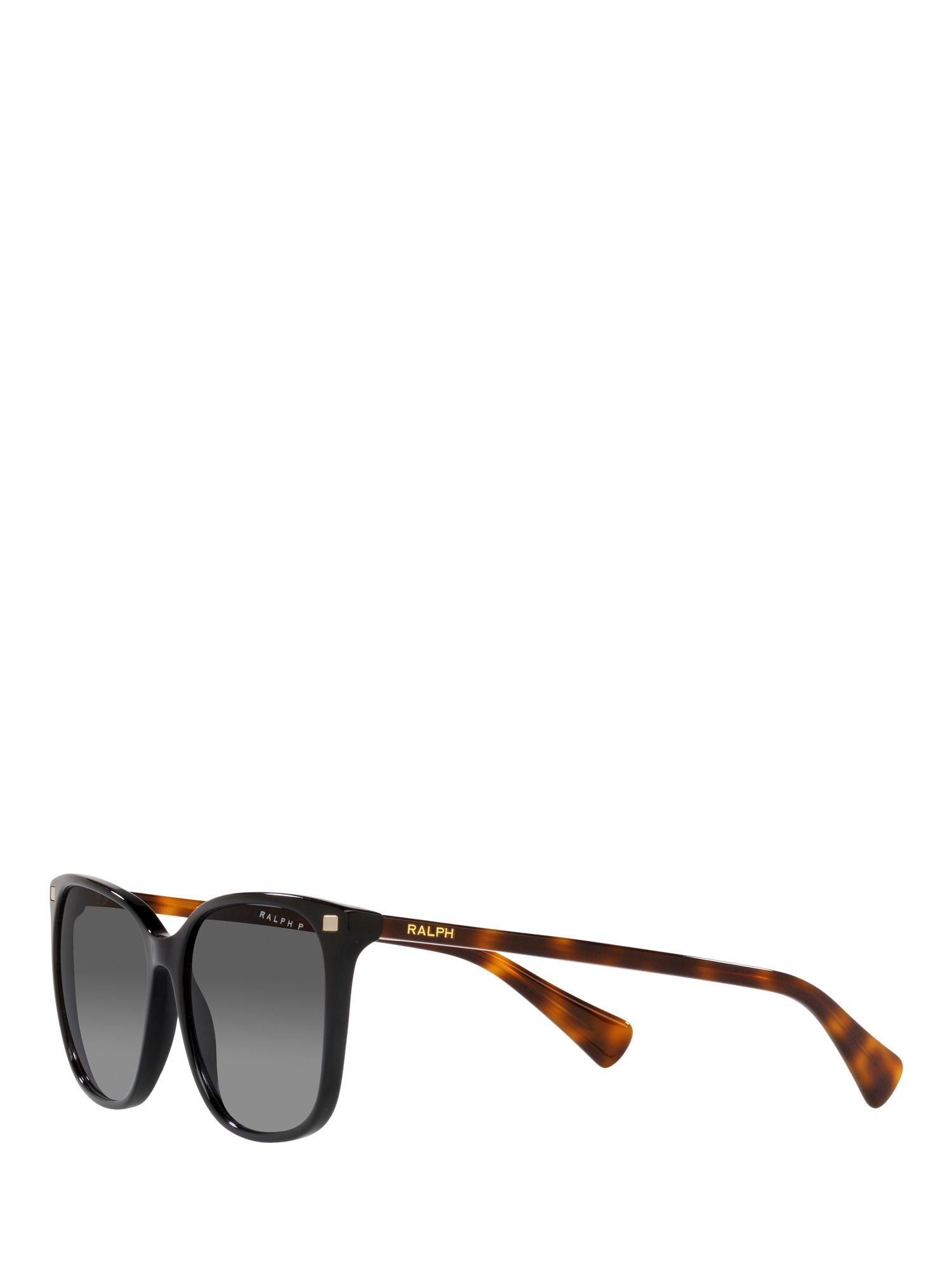 Ralph RA5293 Women's Polarised Square Sunglasses, Shiny Black/Grey Gradient