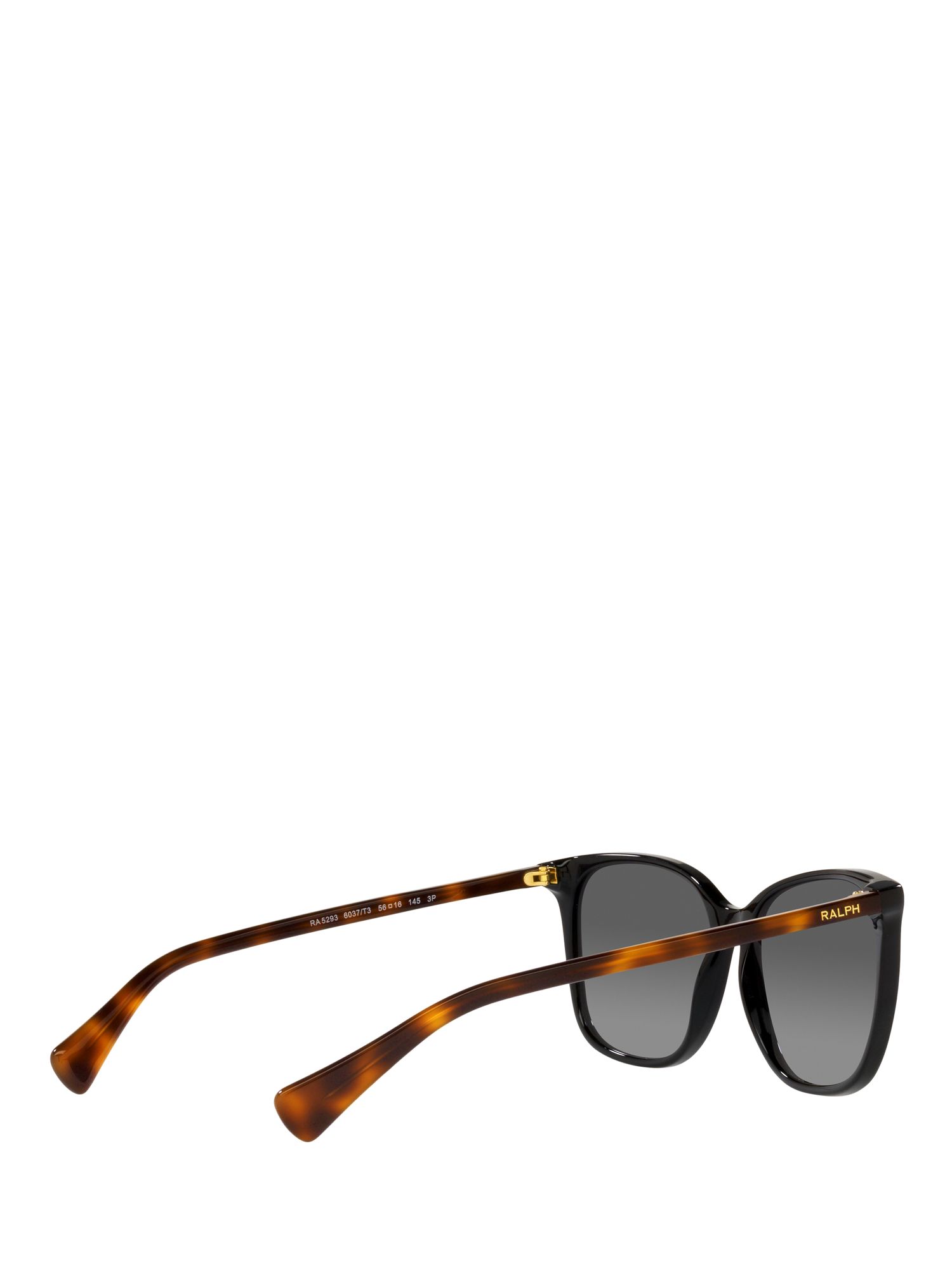 Ralph RA5293 Women's Polarised Square Sunglasses, Shiny Black/Grey Gradient