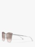 Michael Kors MK1120 Women's Salt Lake City Round Sunglasses, Silver/Beige Gradient
