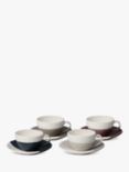 Royal Doulton Coffee Studio Porcelain Flat White Cup & Saucer, Set of 4, 165ml, Assorted
