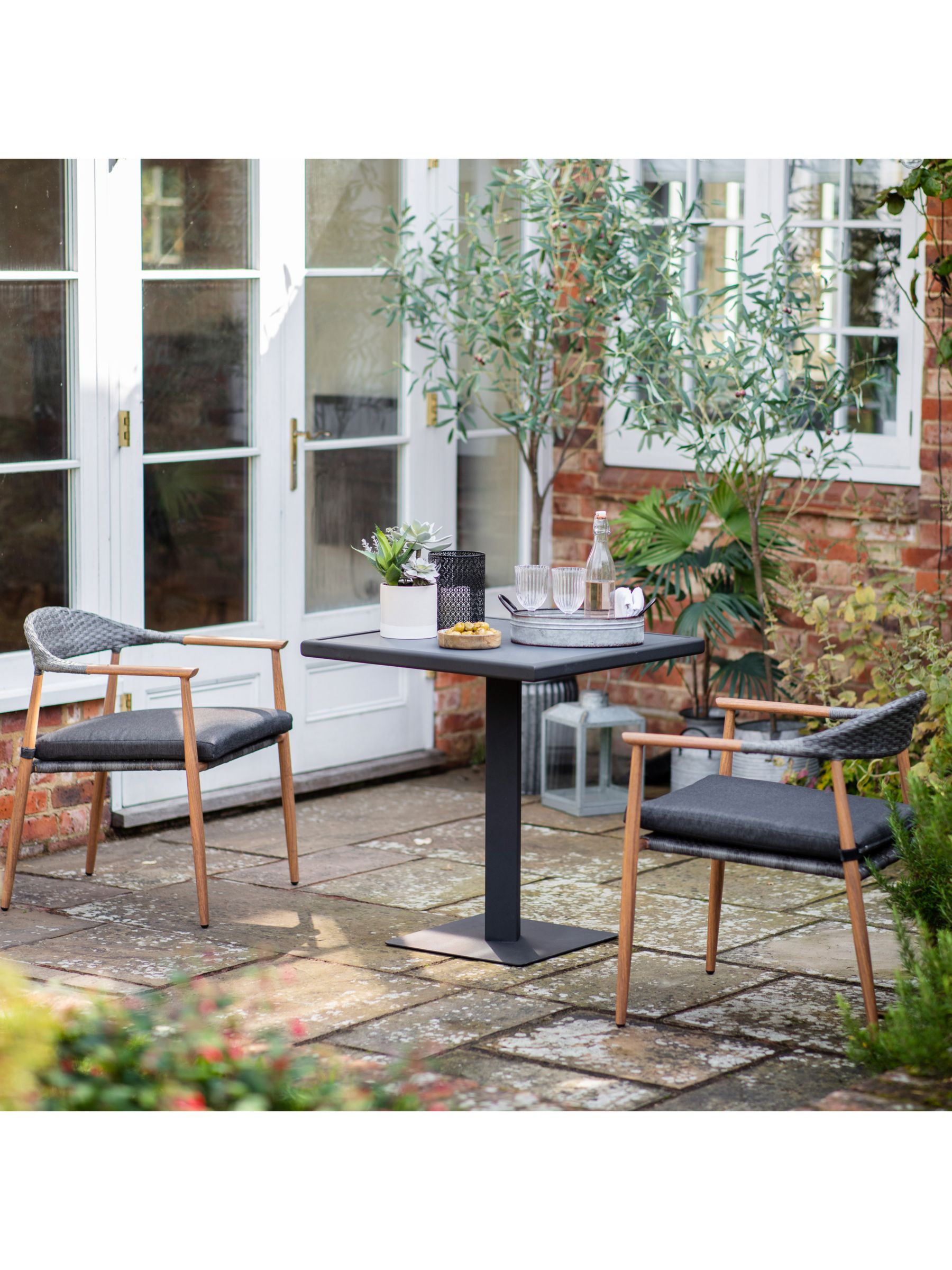 Photo of Gallery direct braided 2-seater garden bistro table & chairs set grey