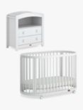 Boori Oasis Oval Cot with Mattress & Curved 2 Drawer Chest, White