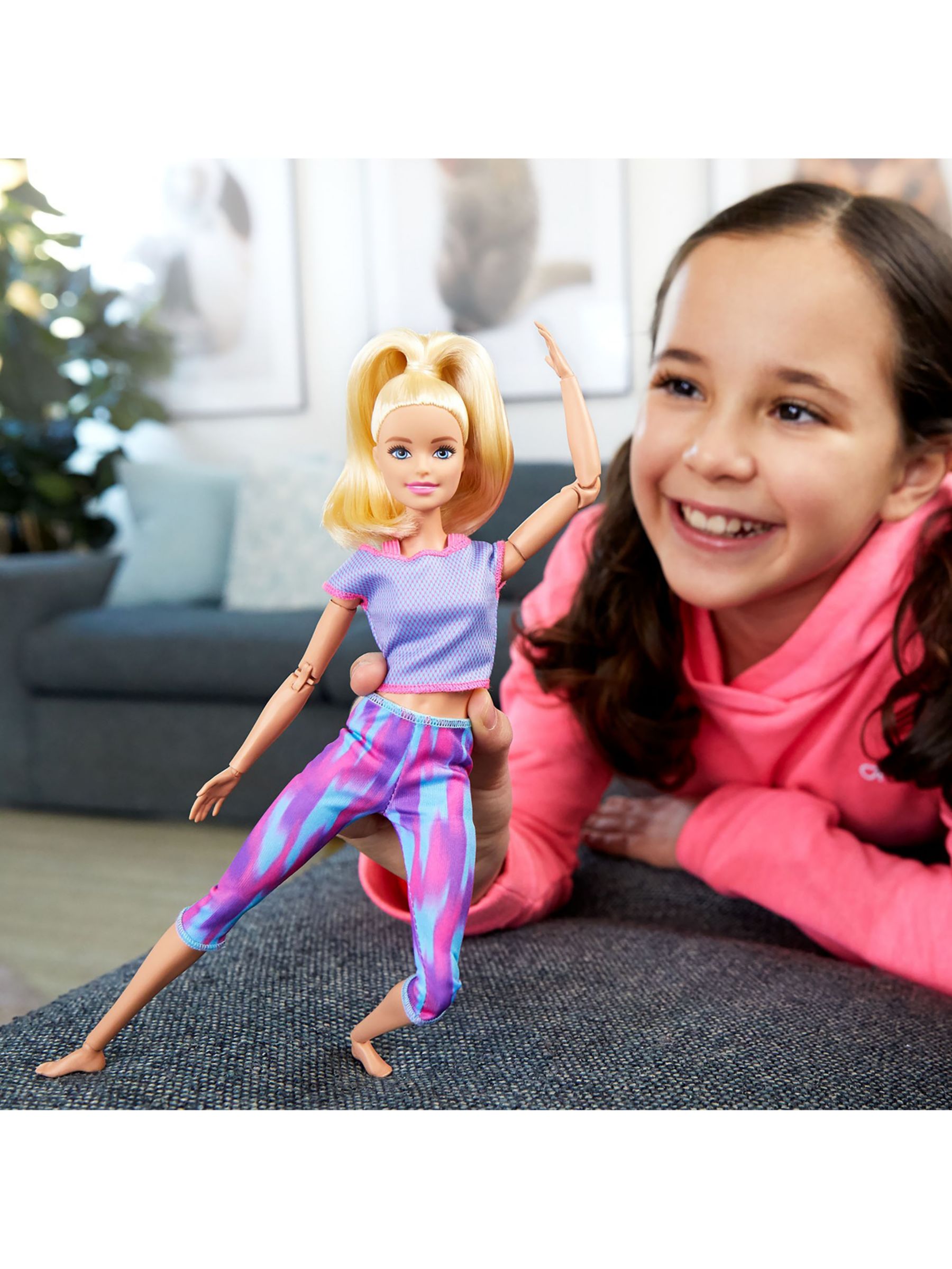 Barbie Made to Move Doll with Red Hair and Blue Floral Yoga Pants