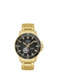 Bulova 97A174 Men's Marine Star Heartbeat Automatic Bracelet Strap Watch, Gold/Black