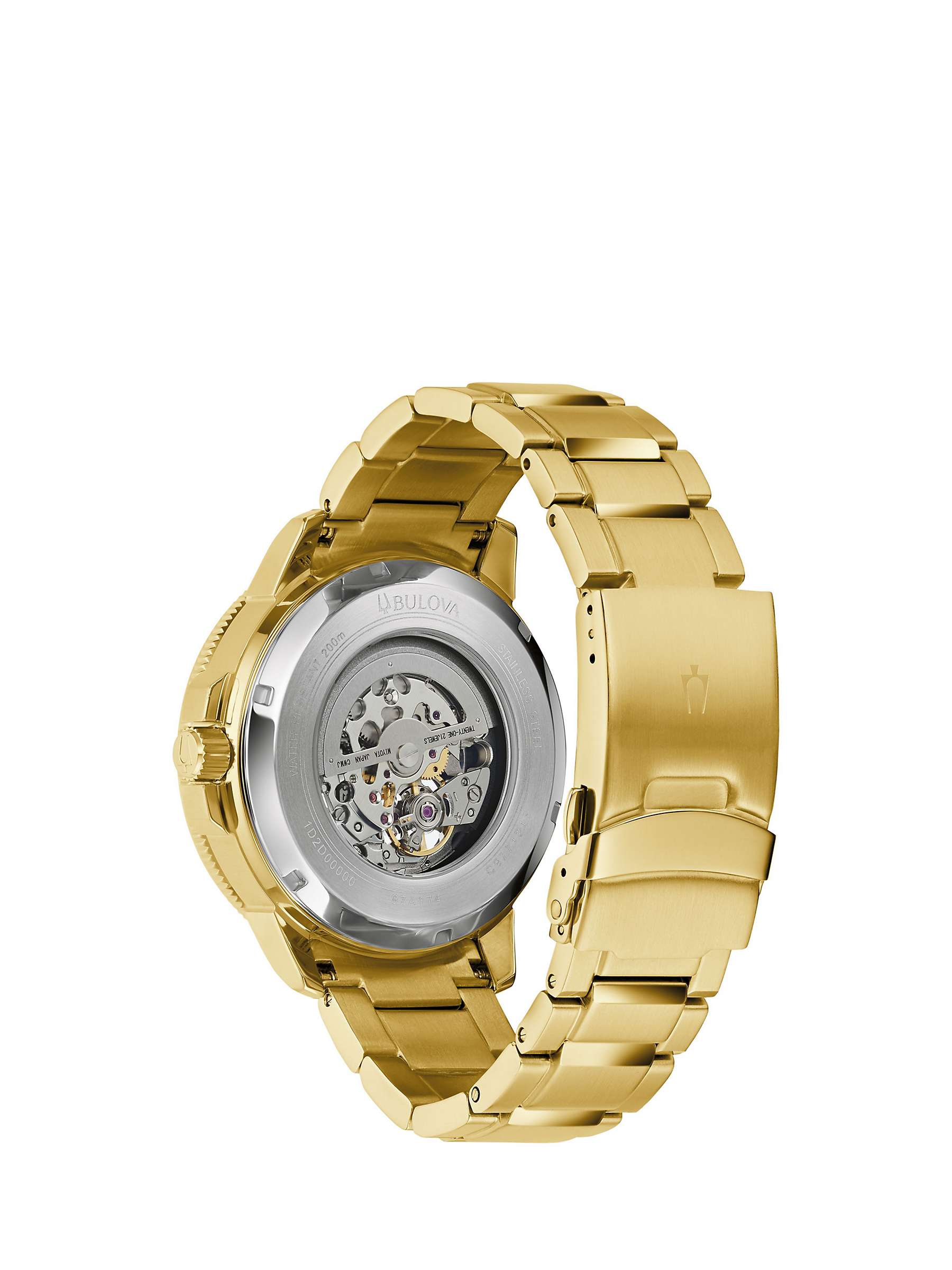 Buy Bulova 97A174 Men's Marine Star Heartbeat Automatic Bracelet Strap Watch, Gold/Black Online at johnlewis.com