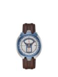 Bulova 98B390 Men's Parking Meter Date Leather Strap Watch, Brown/Blue