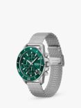 BOSS 1513905 Men's Admiral Chronograph Date Mesh Bracelet Strap Watch, Silver/Green