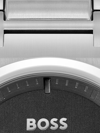 BOSS Men\'s Steer Date Bracelet Strap Watch, Silver/Military Grey 1513992