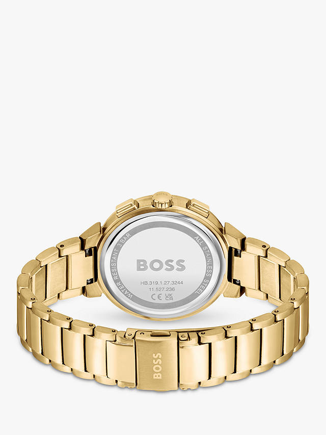 BOSS Women's One Chronohraph Day Bracelet Strap Watch, Gold/Green 1502679 