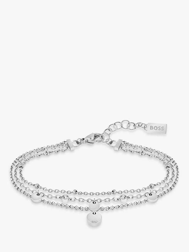 BOSS Iris Crystal Layered Chain Bracelet, Silver