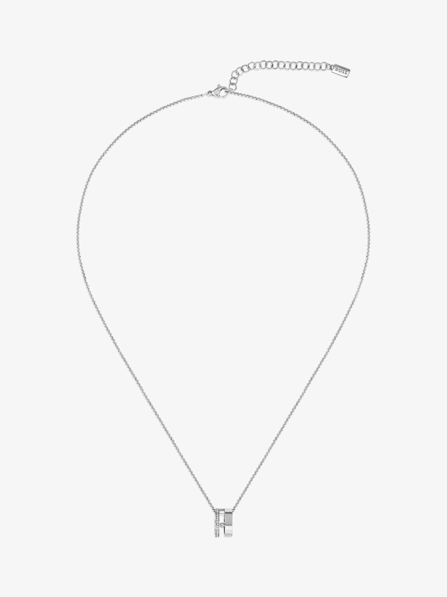 BOSS Dinya Collection Monogram Lock Heart Chain Necklace, Silver at John  Lewis & Partners