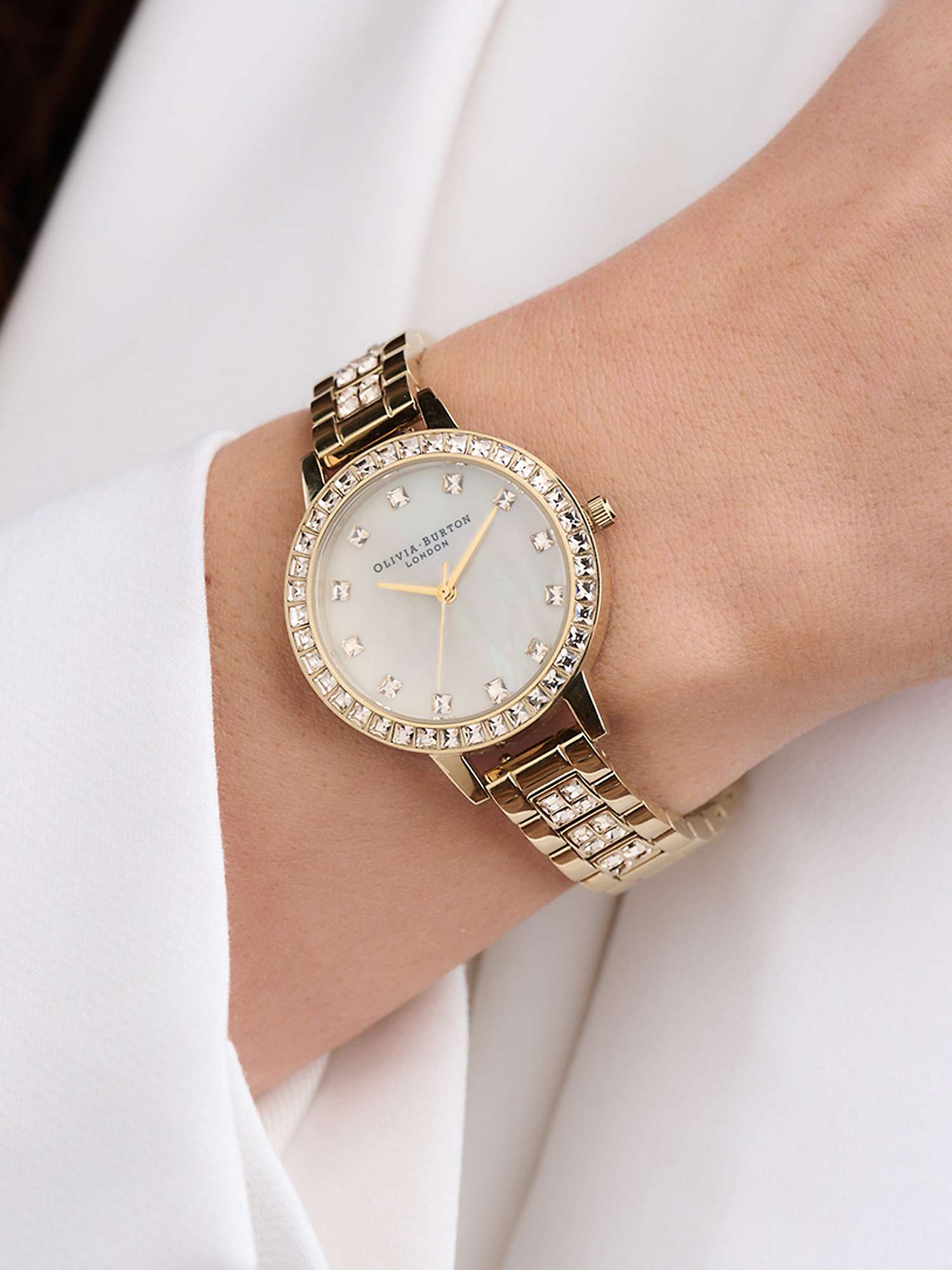 Buy Olivia Burton OB16MOP33 Women's Treasure Crystal Bracelet Strap Watch, Gold/Mother of Pearl Online at johnlewis.com