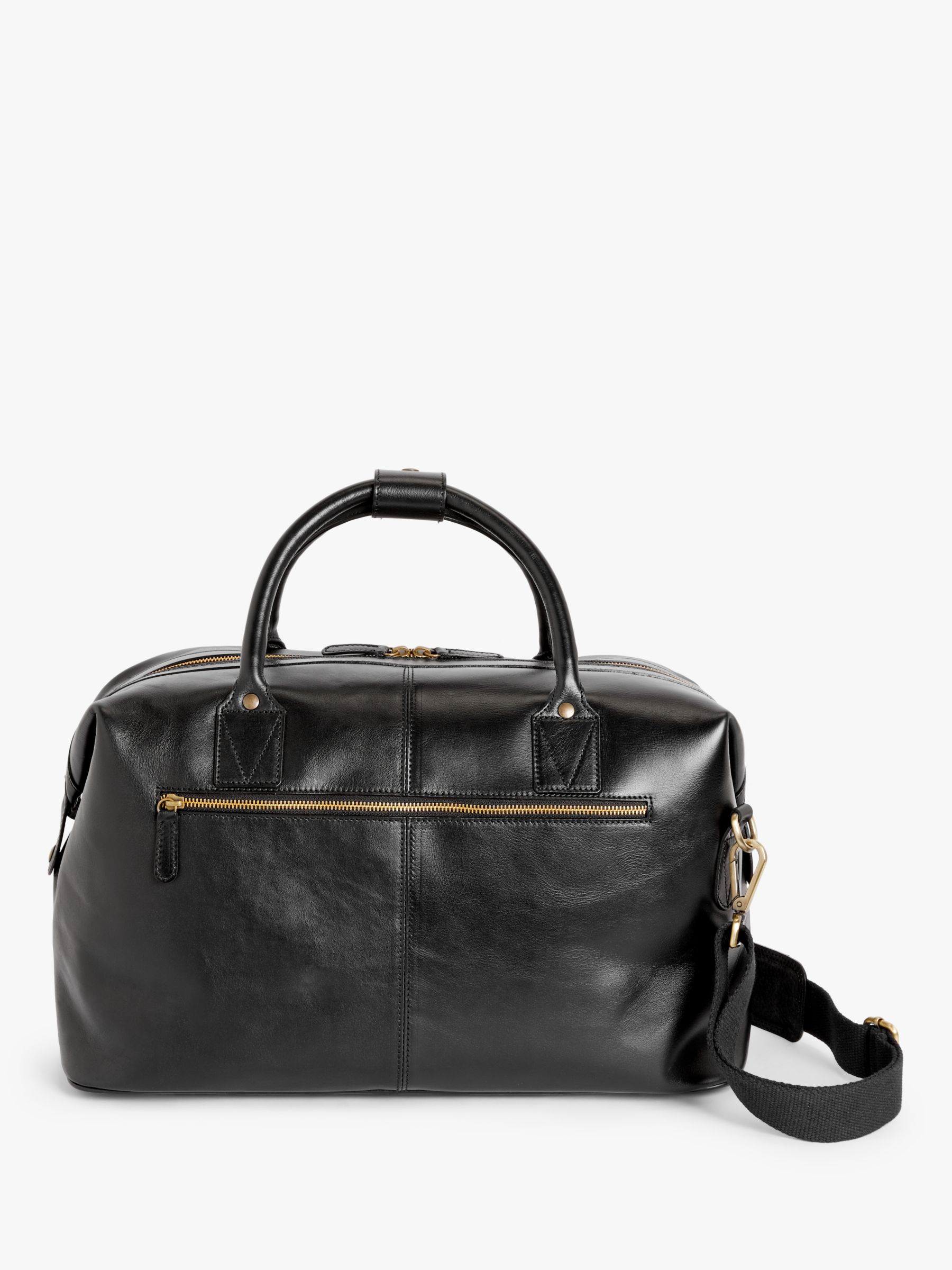 John Lewis Made in Italy Leather Holdall, Black at John Lewis & Partners