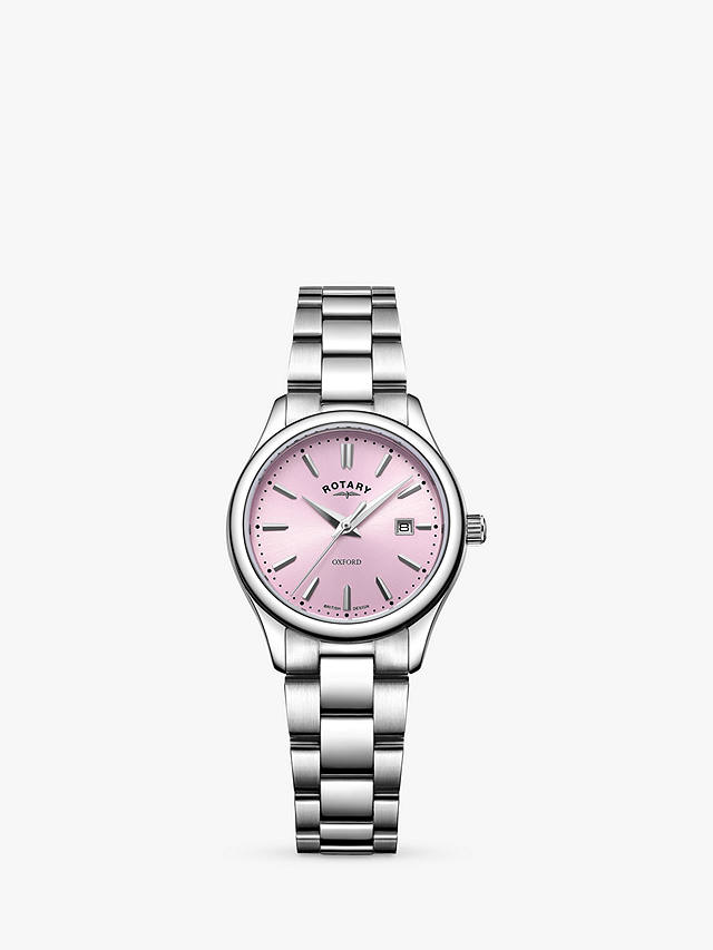 Rotary Women's Oxford Date Bracelet Strap Watch, Silver/Pink LB05092/76 