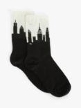Ralph Lauren Cityscape Ankle Socks, Black/White, One Size