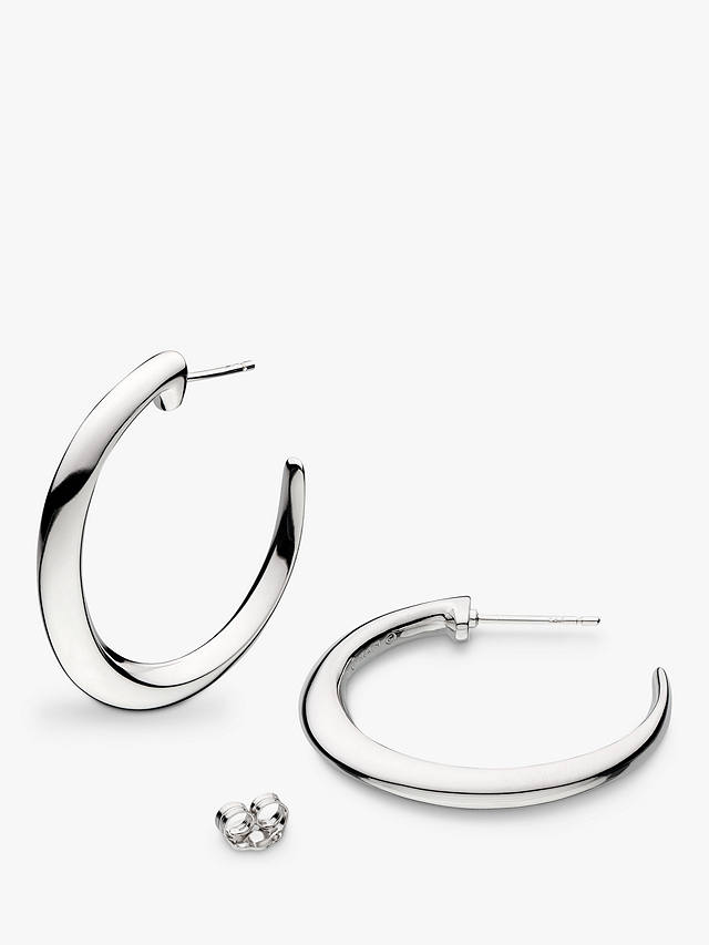 Kit Heath Bevel Cirque Grande Hoop Earrings, Silver