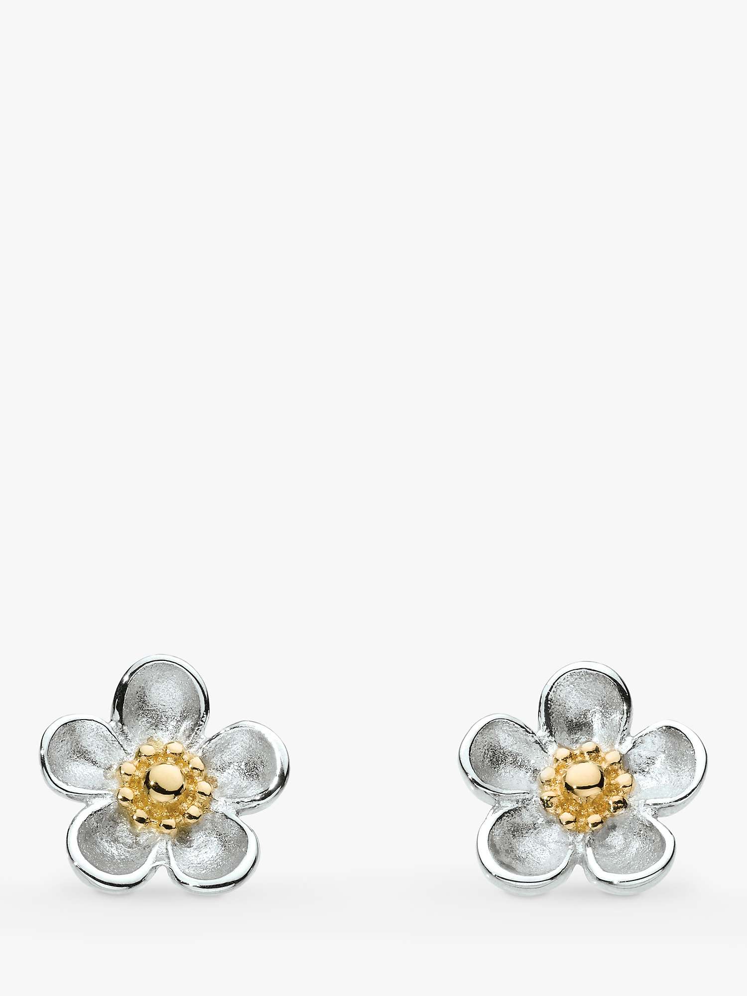 Buy Kit Heath Wood Rose Flower Stud Earrings, Silver/Gold Online at johnlewis.com