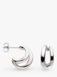 Kit Heath Bevel Cirque Link Double Semi Hoop Earrings, Silver