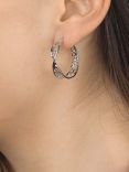 Kit Heath Blossom Flourish Twist Hinged Hoop Earrings, Silver