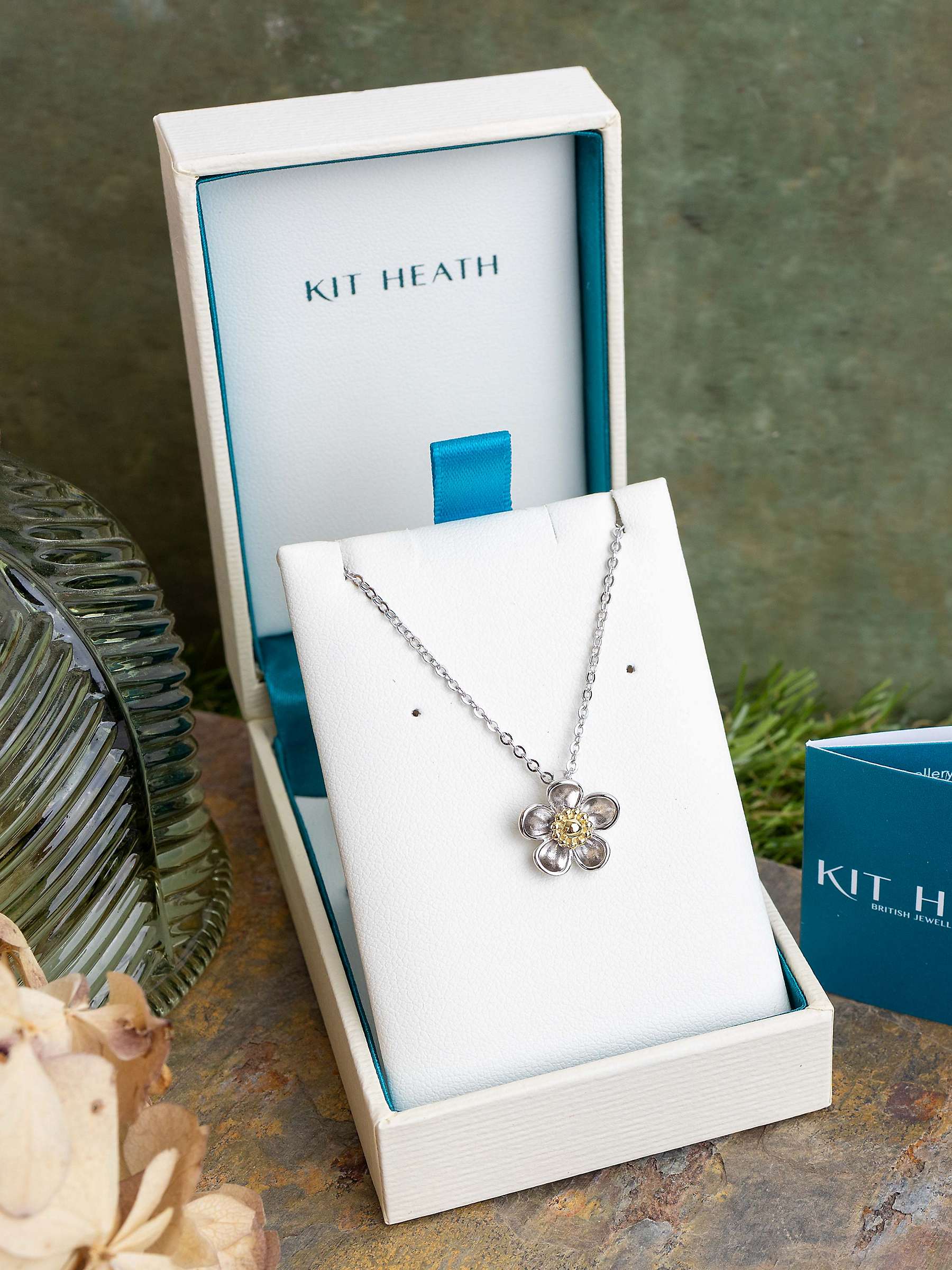 Buy Kit Heath Blossom Wood Rose Pendant Necklace, Silver/Gold Online at johnlewis.com