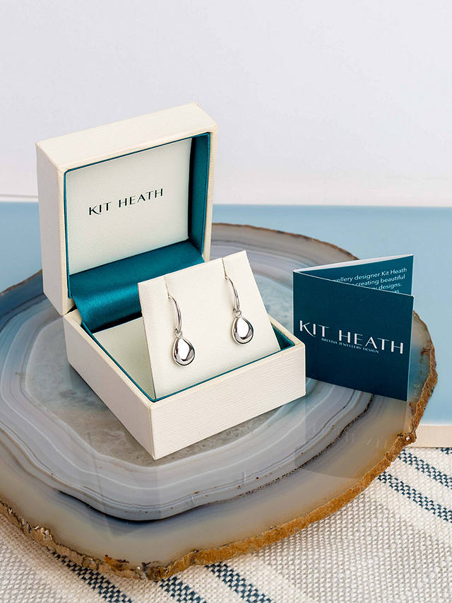 Kit Heath Coast Pebbles Droplet Drop Earrings, Silver