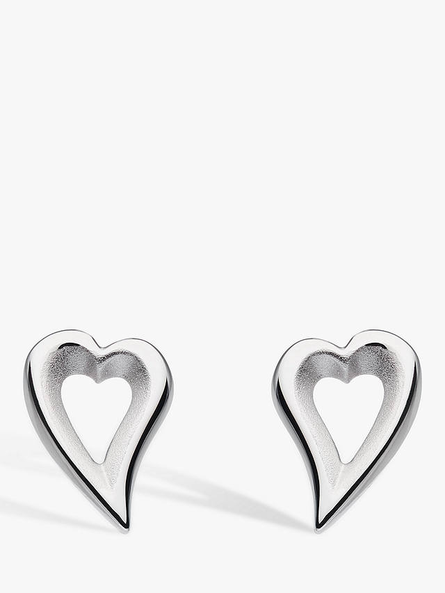 Kit Heath Desire Love Story Small Heart Stud Earrings, Silver
