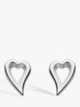 Kit Heath Desire Love Story Heart Stud Earrings, Silver
