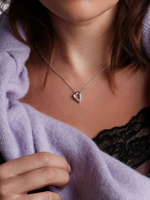 Kit Heath Desire Love Story Heart Pendant Necklace, Silver