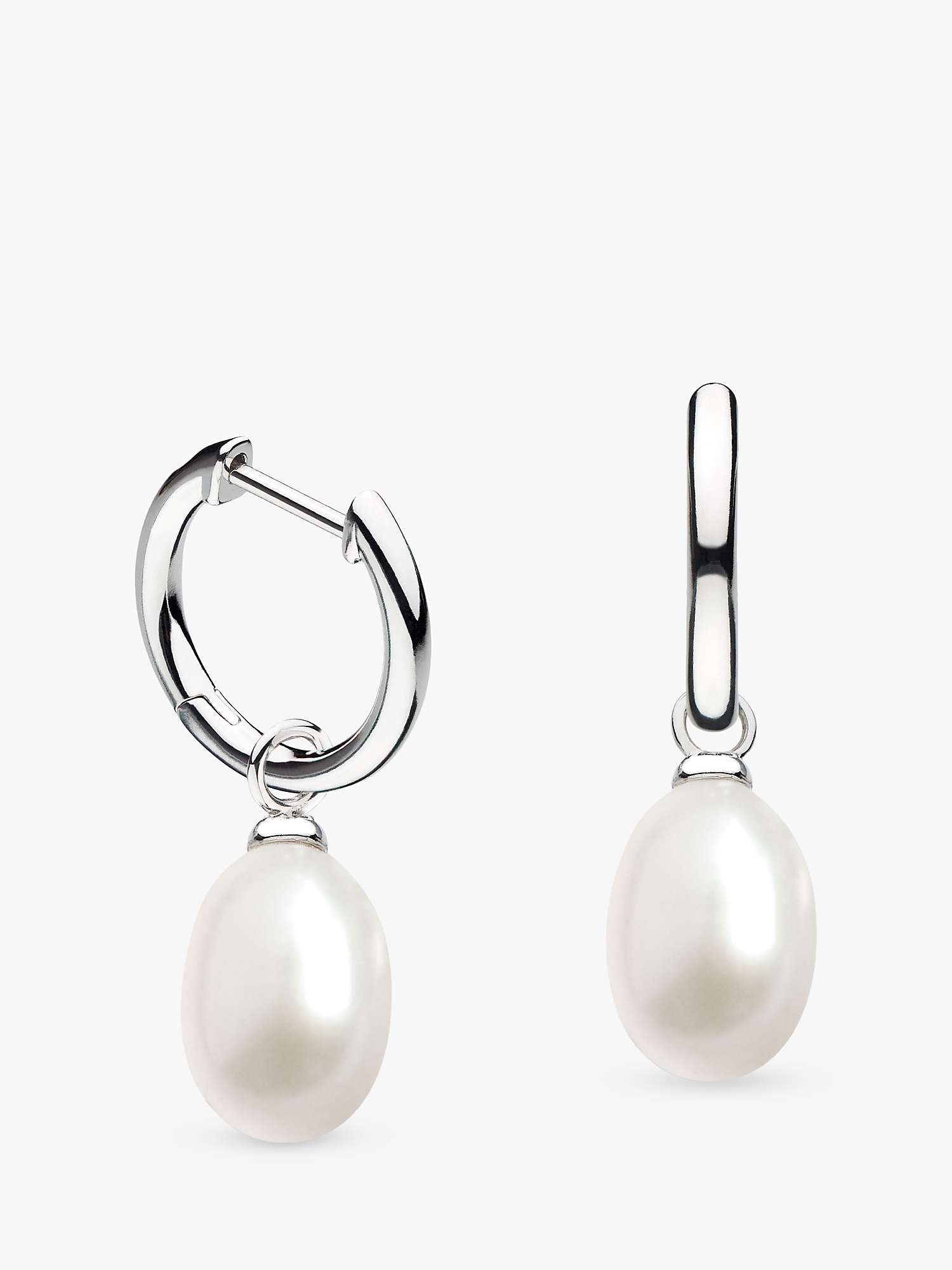 Buy Kit Heath Revival Astoria Freshwater Pearl Oval Hoop Earrings, Silver/White Online at johnlewis.com