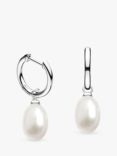 Kit Heath Revival Astoria Freshwater Pearl Oval Hoop Earrings, Silver/White