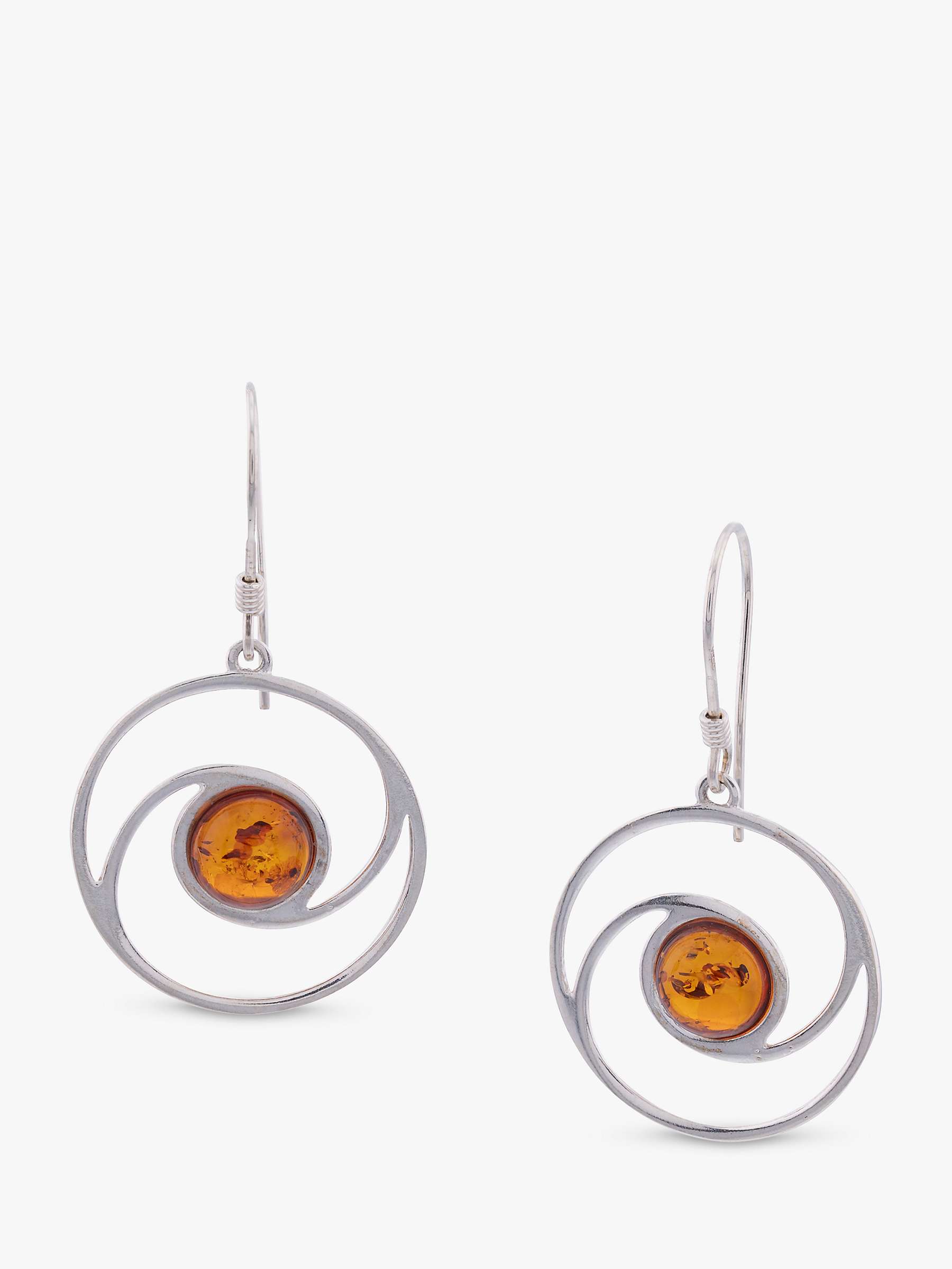 Buy Be-Jewelled Baltic Amber Circle Drop Earrings, Silver/Cognac Online at johnlewis.com