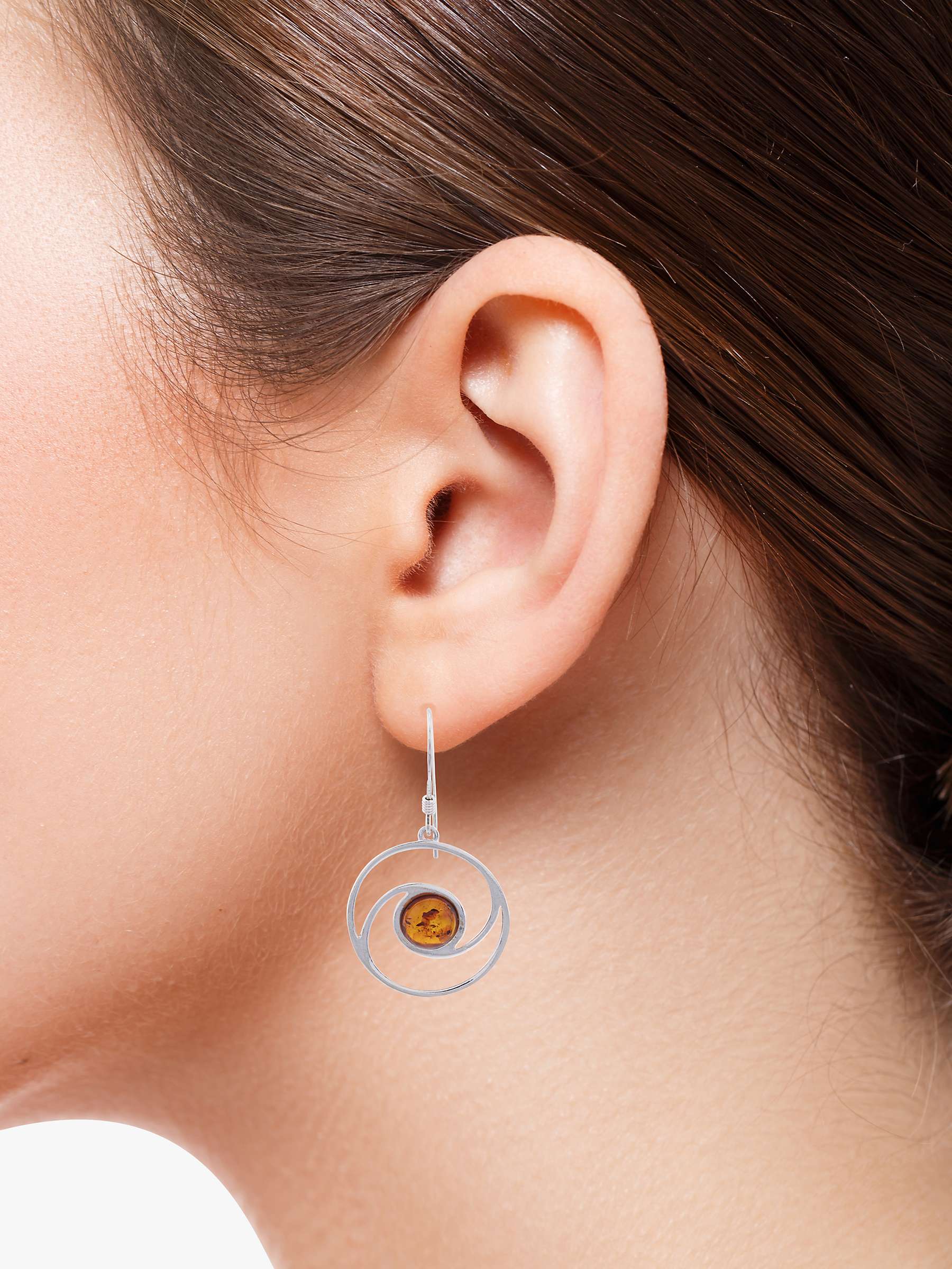 Buy Be-Jewelled Baltic Amber Circle Drop Earrings, Silver/Cognac Online at johnlewis.com