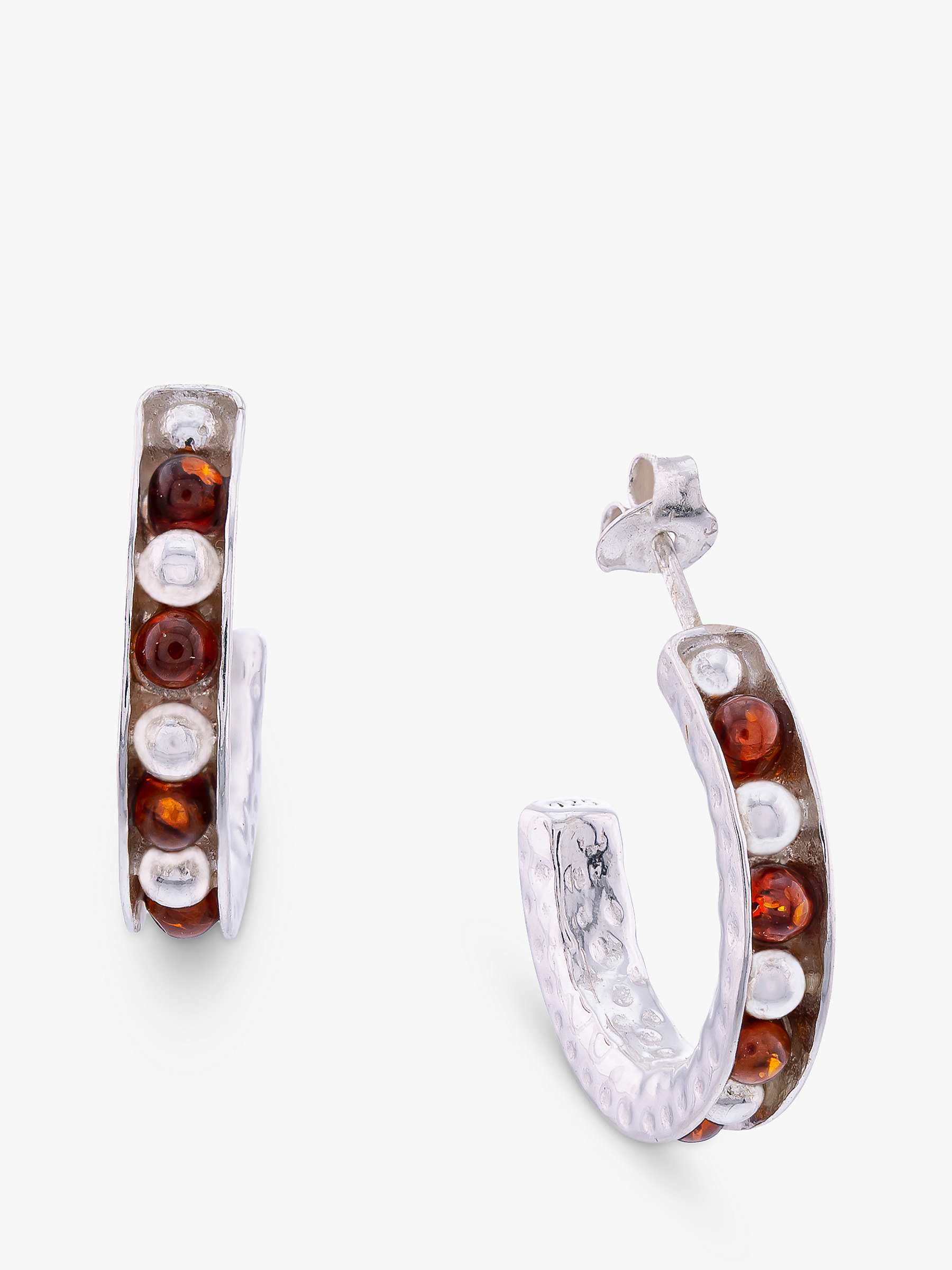 Buy Be-Jewelled Beaded Baltic Amber Hoop Earrings, Silver/Cognac Online at johnlewis.com