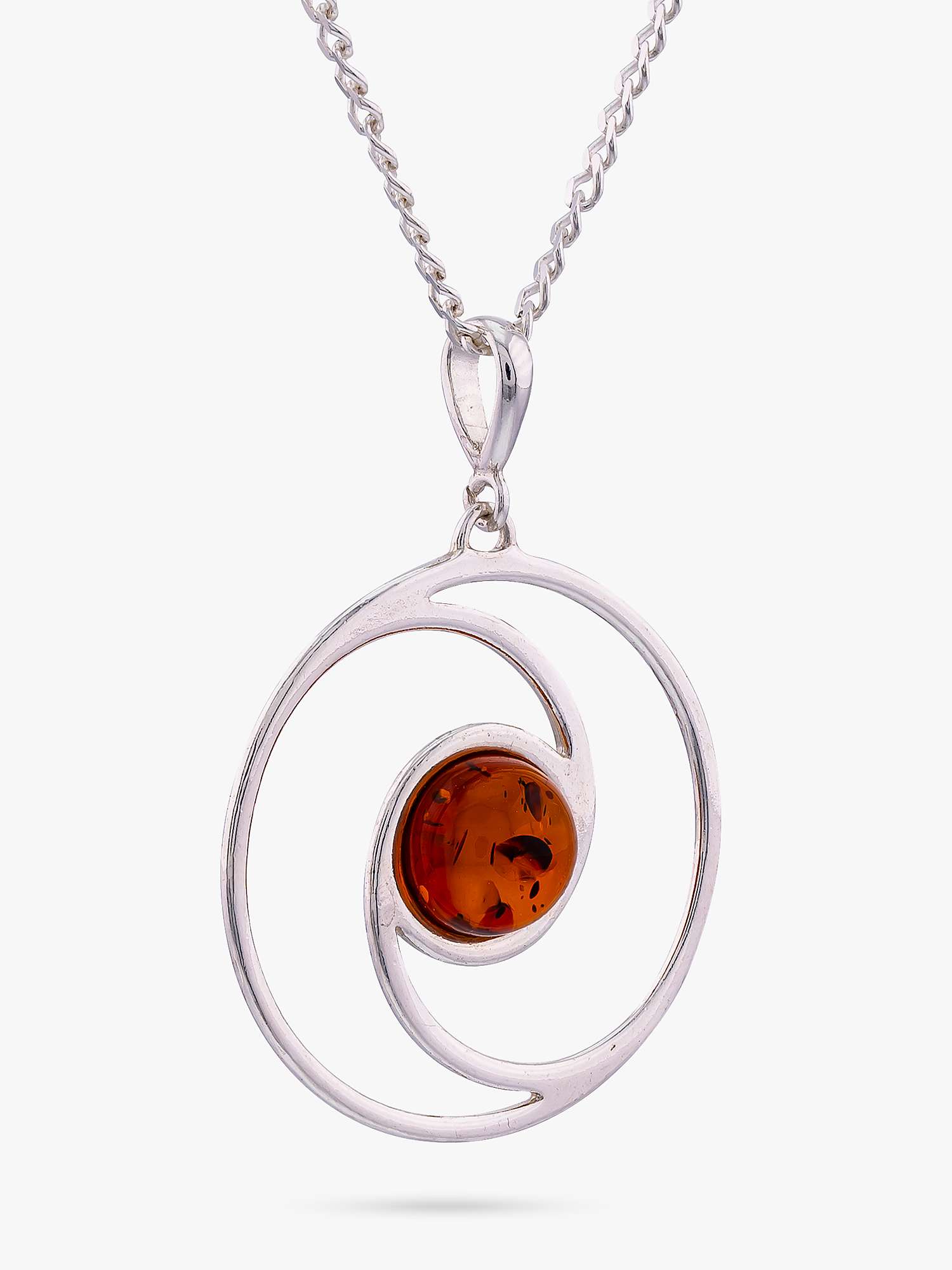 Buy Be-Jewelled Baltic Amber Circle Pendant Necklace, Silver/Cognac Online at johnlewis.com