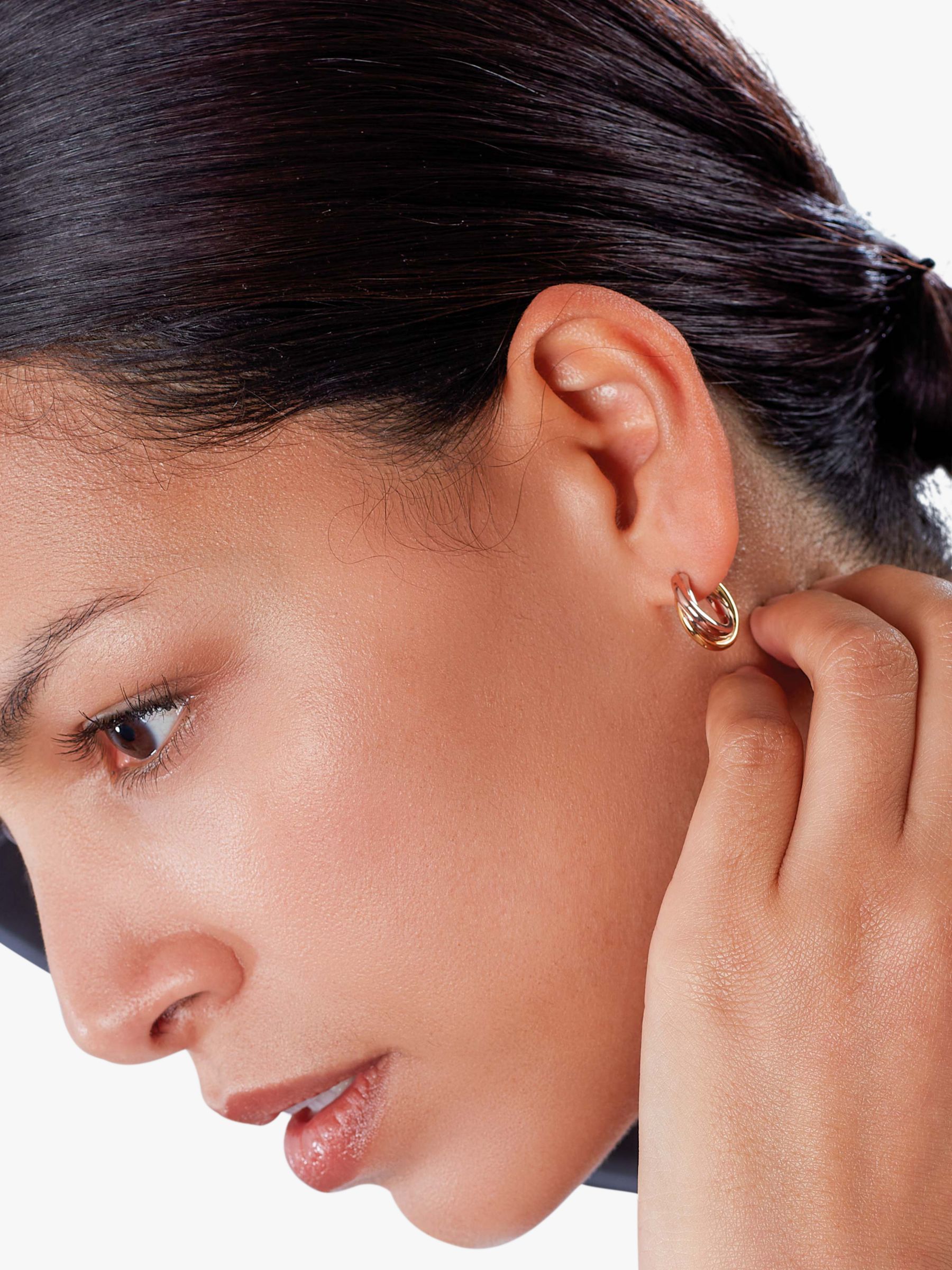 Kit Heath Bevel Trilogy Semi Hoop Stud Earrings, Multi