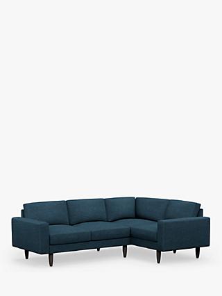 Rise Range, Hutch Rise Block Arm 4 Seater Corner Sofa, Dark Leg, Textured Weave Aegean
