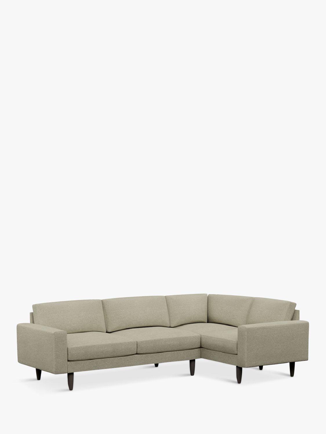 Rise Range, Hutch Rise Block Arm 5 Seater Slim Corner Sofa, Dark Leg, Textured Weave Oatmeal